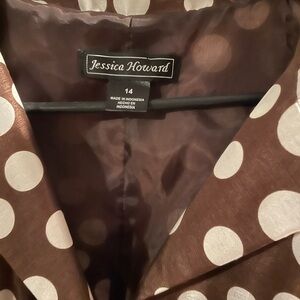 Jessica Howard Chocolate Polka Dot belted dress